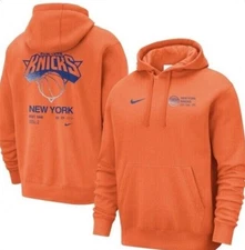 New York Knicks Nike Courtside Club Pullover Hoodie - Orange - SAME DAY SHIPPING