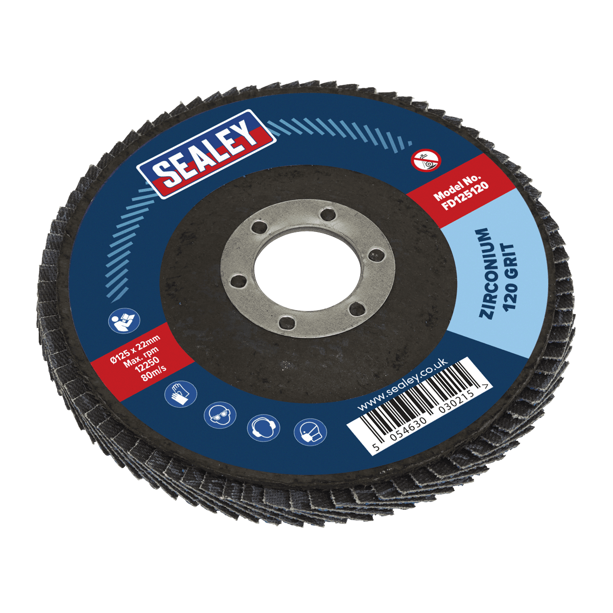 Sealey FD125120 125mm Zirconium Flap Disc 120Grit 22mm Bore