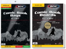 10 Pack BCW Golden Age Comic Book Bags (Resealable, Thick) And Boards Acid Free