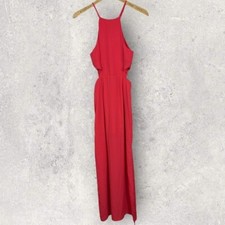 Everly Cut Out Maxi Dress Coral Pink Size Small Front Slit Style DR3130 Halter