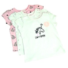 BABY UNICORN COTTON T-SHIRTS PACK OF 3 EX. HIGH STREET BRAND AGES 3m to 6m
