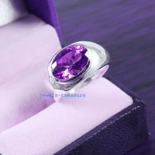 Natural Amethyst Gemstone 925 Sterling silver ring for Men's #J8959