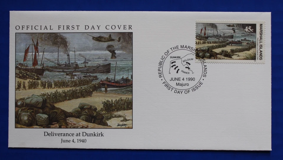 Marshall Islands (252-253) 1990 WWII: Deliverance at Dunkirk Official FDCs - Image 4 of 4