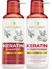 Keratin Shampoo and Conditioner Set   Sulfate Free, All Hair Types   Women and M