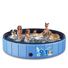 Foldable Dog Pool for Large Dogs, 91 Collapsible Hard-Side Dog Swimming Po...