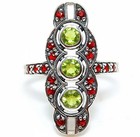 1CT  Peridot 925 Sterling Silver Filigree Ring Sz 6 1" Long PC9-4 — photo 1