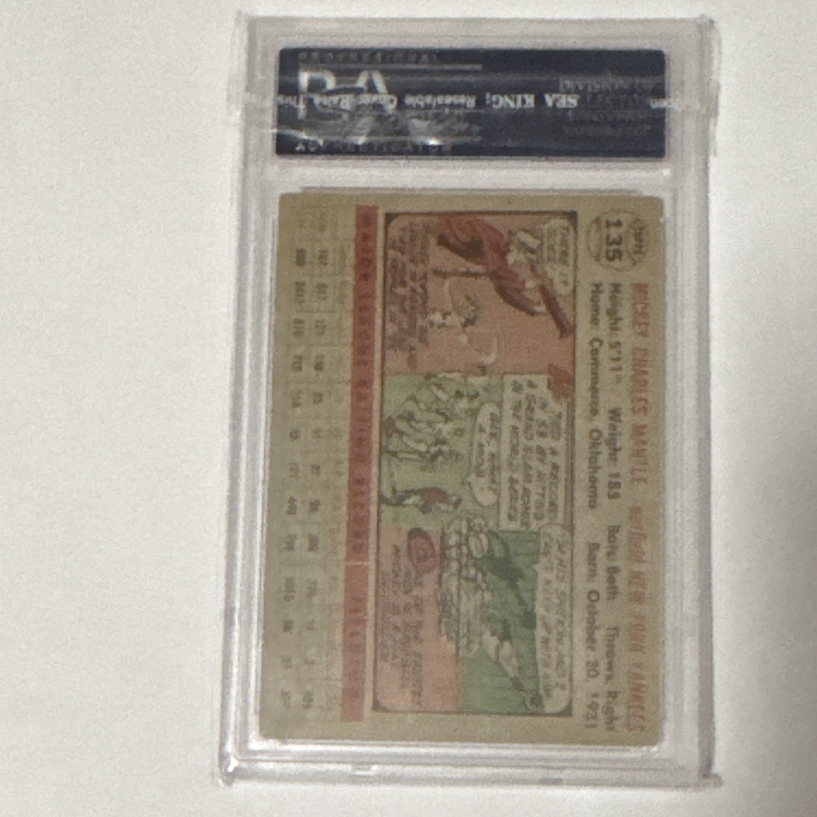 Topps 1956 Mickey Mantle #135 Gray Back PSA Graded Baseball Card Yankees view 2