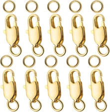 10Pcs 18K Gold Lobster Clasps for Jewelry Making - Lobster Claw Clasp Filled wit