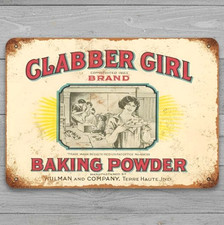 Clabber Girl Brand Baking Powder 8 x 12 Vintage Novelty Metal Sign Made In USA