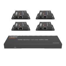 1x4 HDMI Extender Splitter 4K Over Cat6 70m/230ft POC with 4X Receivers IR Co...