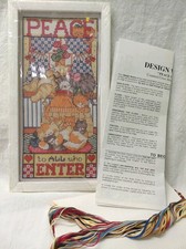 Cross Stitch Kit Peace to All Who Enter 6" x 12" Frame Open Package 9 Cats CUTE!
