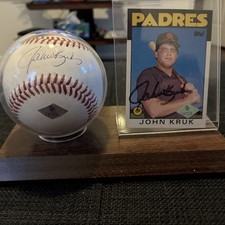 john kruk autographed baseball and Topps Rookie Card 1986 BC Sports COA