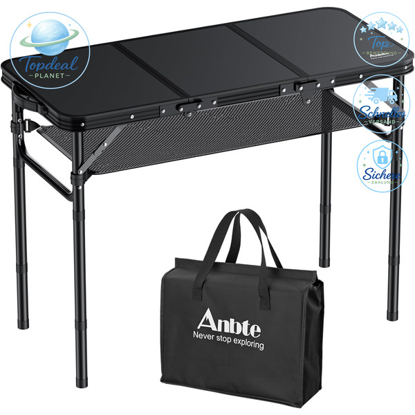Campingtisch Klappbar Aluminium 88X40Cm HöHenverstellbar 26-70Cm Tragbar-image