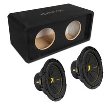 NVX NE102P Dual 10" Slot Ported 3/4" MDF Sub Enclosure w/ CompC Series Subwoofer