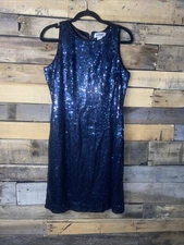 Vintage Mark & John by Gopa Sequin/Silk Shift Coctail Mini Dress Size 4 Black