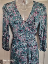 White Stuff Wrap Dress Size 10 Turquoise & Pink