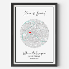 Personalised Engagement Gift, Map Print for Couple, Engagement Gifts for her