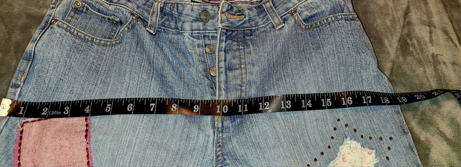 Y2K Willi Smith Patchwork Pattern Jeans Size 8 - image 12