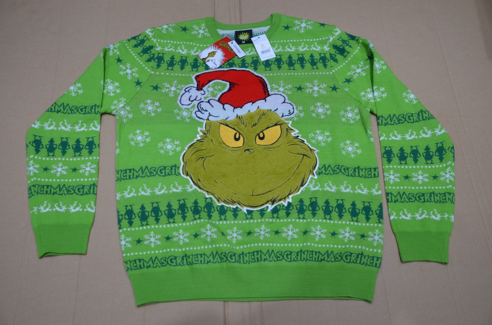 The Grinch Green Fairisle Christmas Knitted Jumper XL X-Large 114-119cm 45-47""