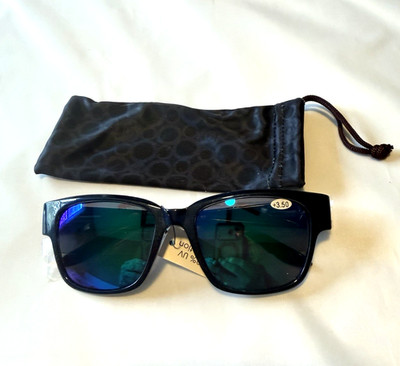 New Joy Mangano Executive Black Lens Reading Sun Glasses Spring Temple +3.50