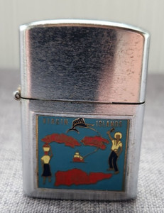 VINTAGE PENGUIN FLIP TOP CHROME CIGARETTE LIGHTER - U.S. VIRGIN ISLANDS