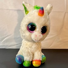 Ty Pixy Medium Unicorn Plush Kids White Rainbow Excellent Glitter Eyes 36199