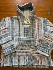Baja Joe Earth Ragz Pastel Hoodie Size Small Hippie Beach Boho Poncho