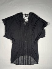 Malandrino Boho Strick-Tunika Kleid mit Unterkleid Schwarz One Size (S-L)