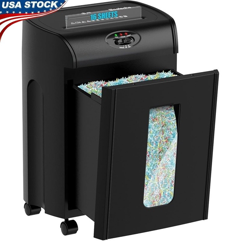 16-Sheet Micro Cut Shredder Ultra Quiet Credit Card CD Paper Jam Prevention New