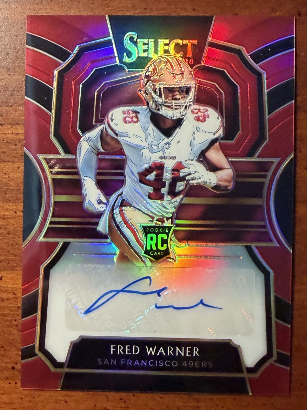 2018 Select Fred Warner Rookie RC Prizm Maroon Rookie Auto #35/75 49ers