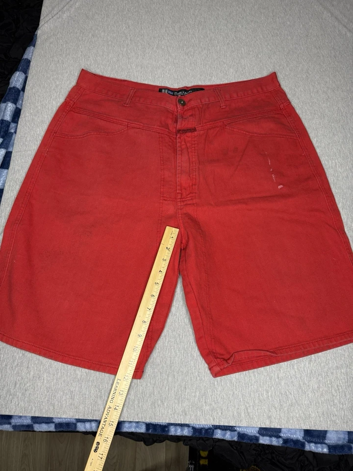 Pantalones Cortos de Denim MARITHE FRANCOIS GIRBAUD Rojo Hombres 42 Sueltos Hip Hop Ropa de Calle Años 90 Foto 2 de 4