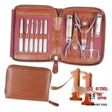Manicure Set 11 in 1 Stainless Steel Nail Clippers for Men Manicure Kit Brown