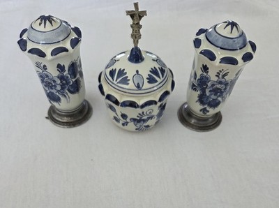 Miniatur DELFT Blue Cruet Set Ilsva Holland - Salz Pfeffer Senf - Windmühle