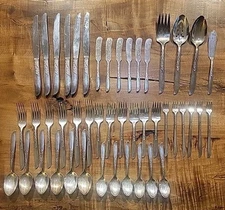 Vintage 1958 Wm Rogers Oneida Wildwood I-Always Silverplate 6 Place Settings +