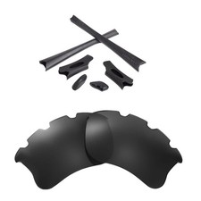 Walleva Black Vented Polarized Lenses with Rubber Kit For Oakley Flak Jacket XLJ