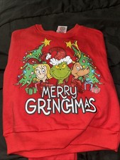 Dr. Seuss The Grinch Two Piece Toddler Outfit Size 3T Red Sweater Sweatpants Set