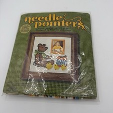 Needle Pointers Teddy Bear Photo Frame Barbara Jennings Cotton Canvas Wool Yarn