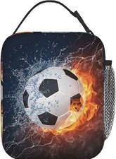 Insulated Soccer Ball Kids/Teens Lunch Bag, Polyester, Zipper, 5L, Small
