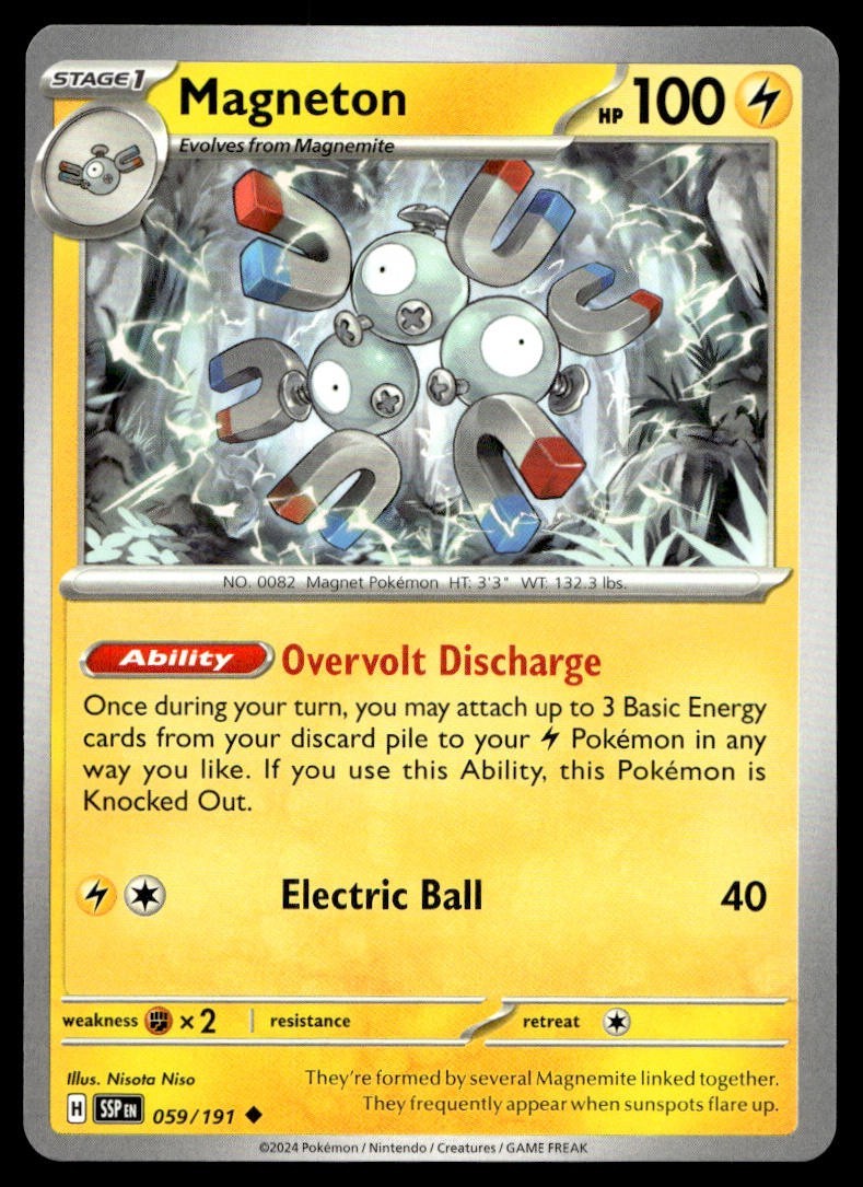 Magneton 59/191 Pokemon Card Surging Sparks Uncommon 100 HP Near Mint LM