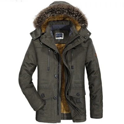 New Winter Men Hooded Fur Collar Long Down Jackets Overcoats Male Multiple Pocke