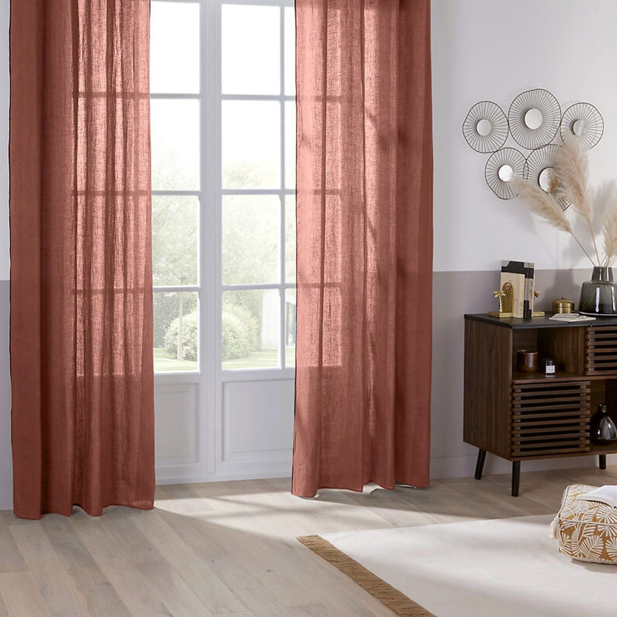 Rideau à œillets Linah crée une ambiance bohème chaleureuse terracotta