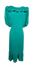 Dusk Green Ruffle Hem Long Occasion Summer Dress Size 18