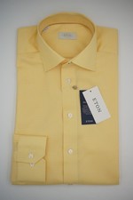 Men Eton Shirt Yellow Check Single Cuff Contemporary Size 41 16