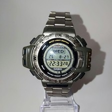CASIO PRO TREK PRT-411 Triple Sensor Titanium Digital Wristwatch Working Item