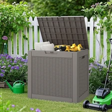 31 Gallon Outdoor Storage Box Waterproof, outside Package Delivery Deck Boxes wi