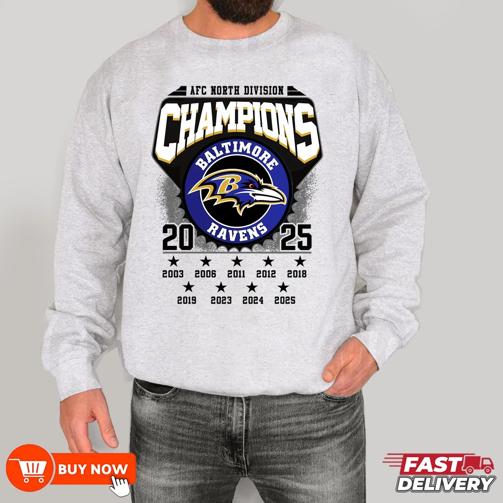 Baltimore Ravens 2025 AFC North Division Champions Sweatshirt