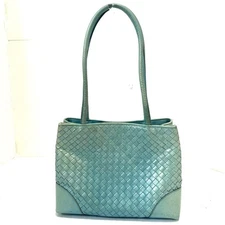 BOTTEGA VENETA Intrecciato Tote Bag Shoulder Bag Leather Blue Authentic