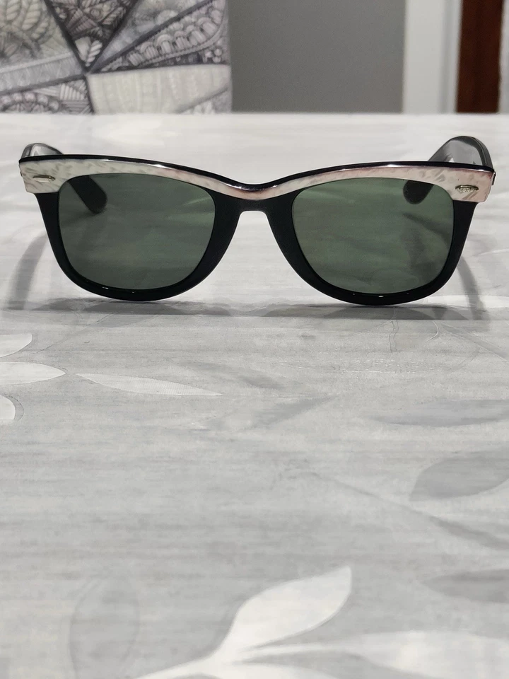 Ray-Ban Wayfarer B&L USA 50-22 Nero Madreperla Vintage Originale Lenti BL - Immagine 2 di 4