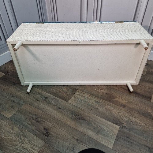 Retro Vintage Mid Century Trunk Storage Woven Wicker Blanket Box Ottoman Linen - Picture 7 of 24