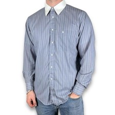 Vintage Christian Dior Striped Monogram Shirt, Blue, 16.1/2 - Large (S1469)